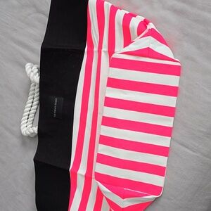Victoria's Secret Pink and Black Striped Large Tote